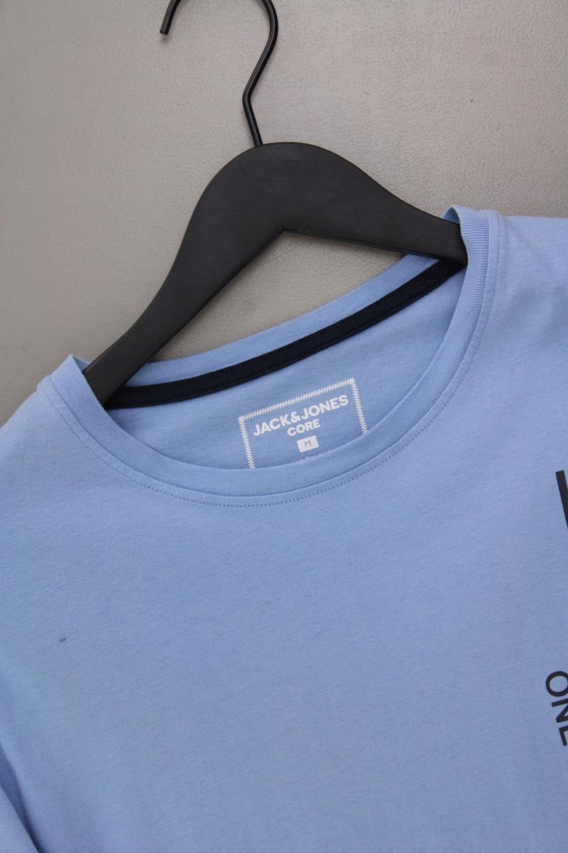 Jack & Jones Printshirt für Herren Gr. M Kurzarm blau aus Baumwolle