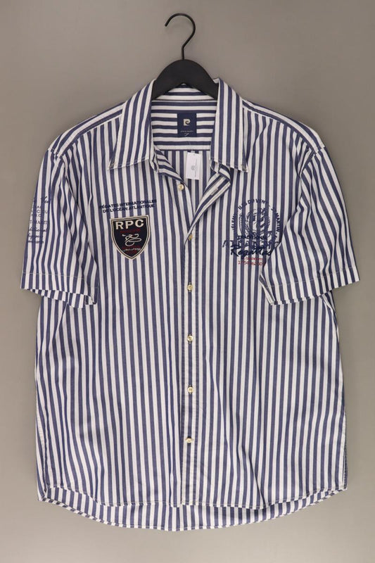 Pierre Cardin Kurzarmhemd für Herren Gr. XL gestreift blau aus Baumwolle
