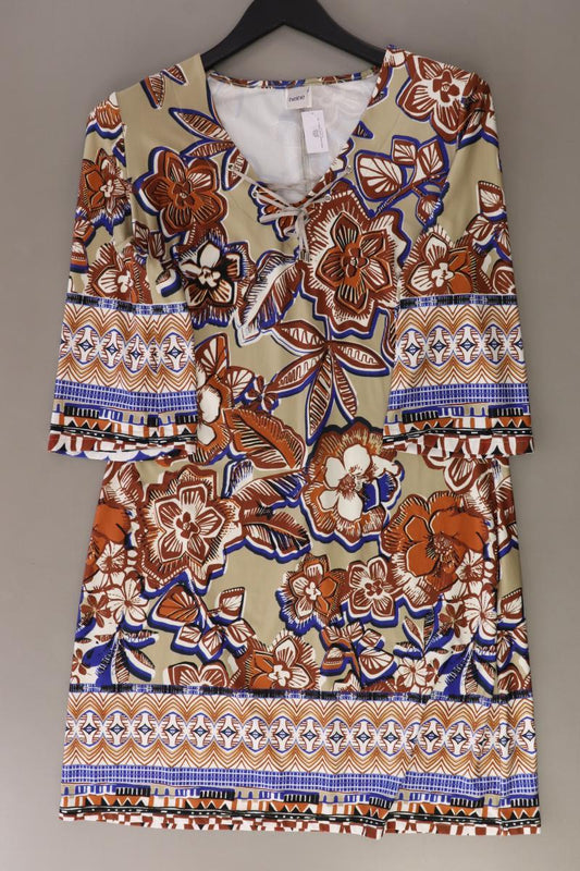 Heine Midikleid Gr. 42 mit Blumenmuster 3/4 Ärmel mehrfarbig aus Polyester
