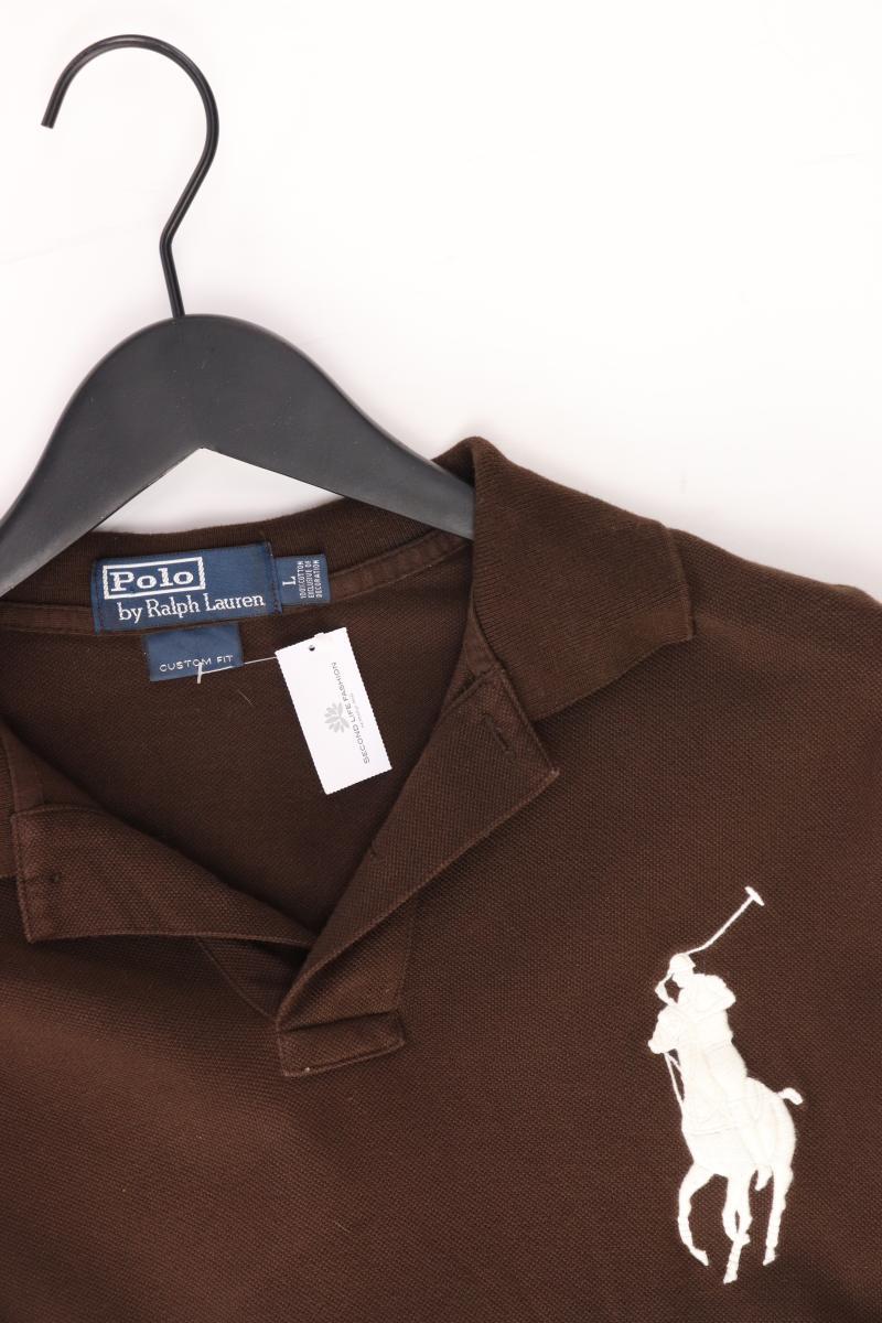 Polo Ralph Lauren Poloshirt für Herren Gr. L Langarm braun aus Baumwolle