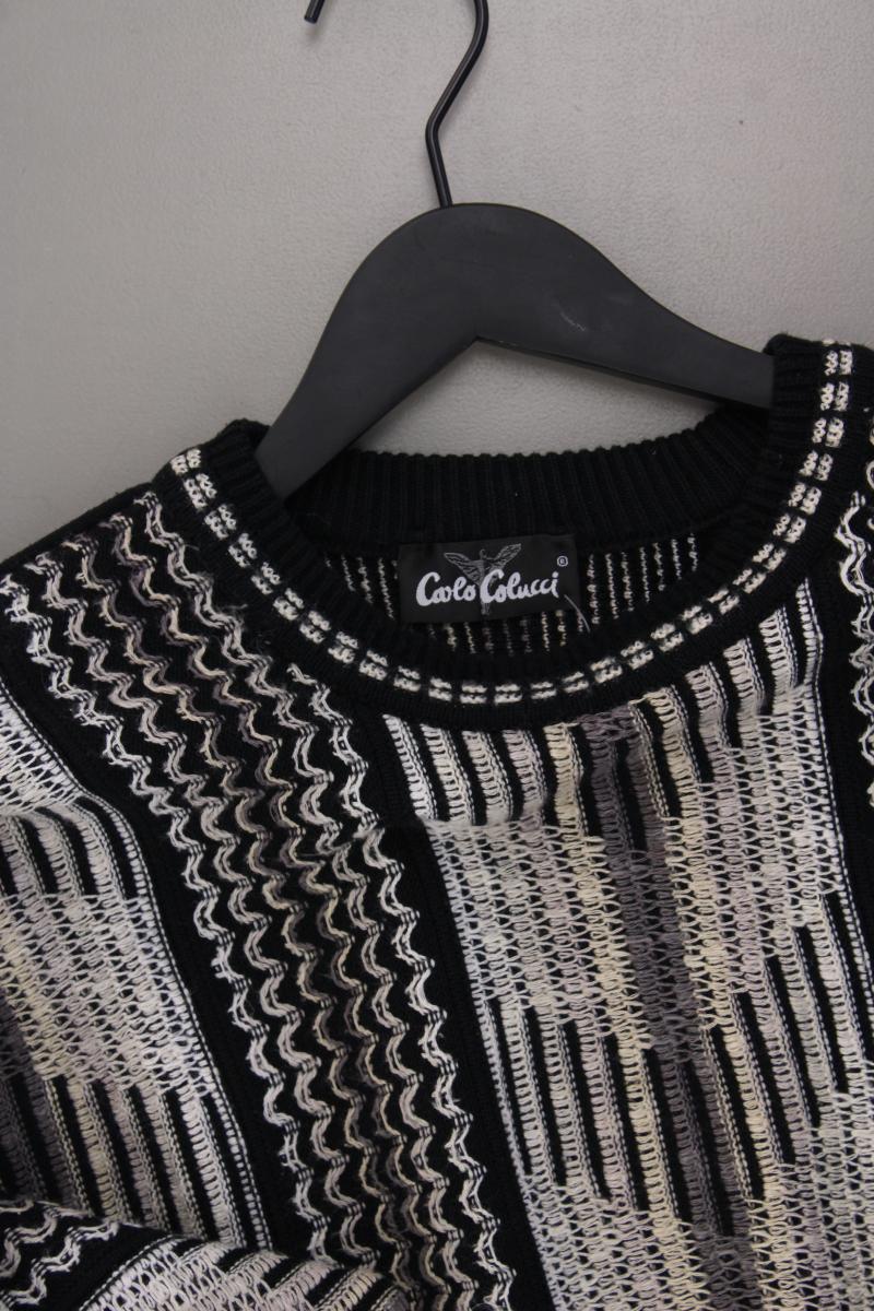 Carlo Colucci Grobstrickpullover für Herren Gr. 50 Vintage schwarz aus Baumwolle