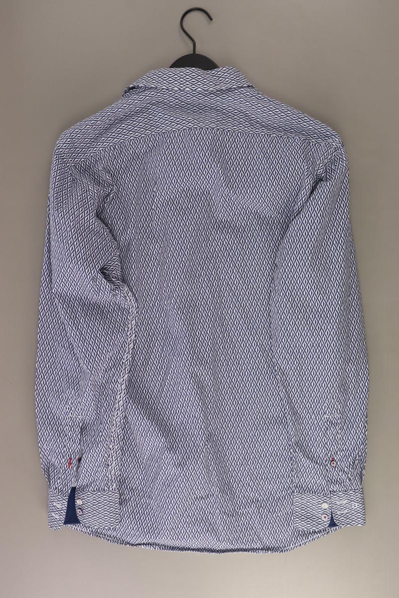 Olymp Langarmhemd für Herren Gr. XL geometrisches Muster blau aus Baumwolle