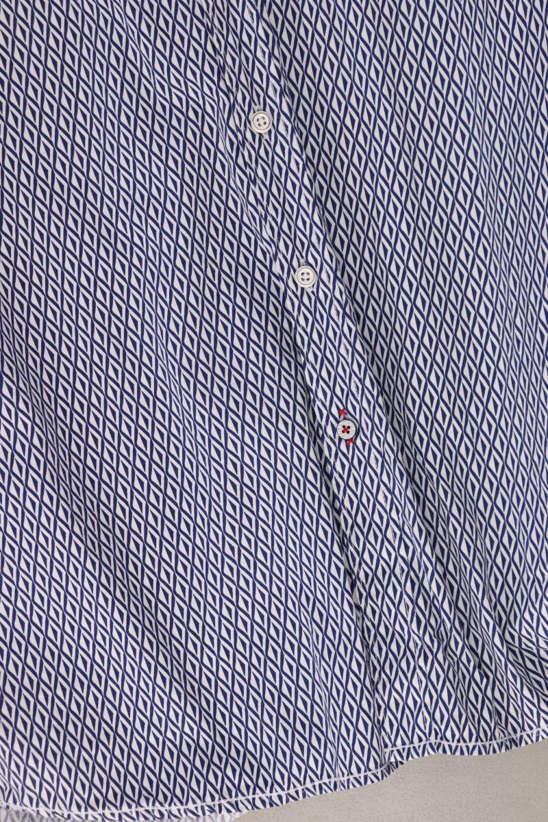 Olymp Langarmhemd für Herren Gr. XL geometrisches Muster blau aus Baumwolle