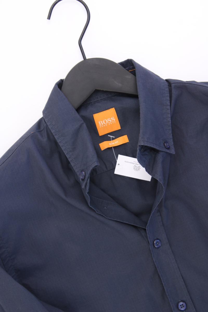 BOSS Orange Langarmhemd für Herren Gr. S blau aus Baumwolle