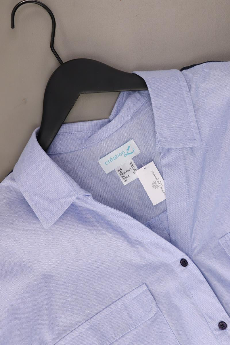 Création L. Bluse Gr. 50 3/4 Ärmel blau aus Baumwolle