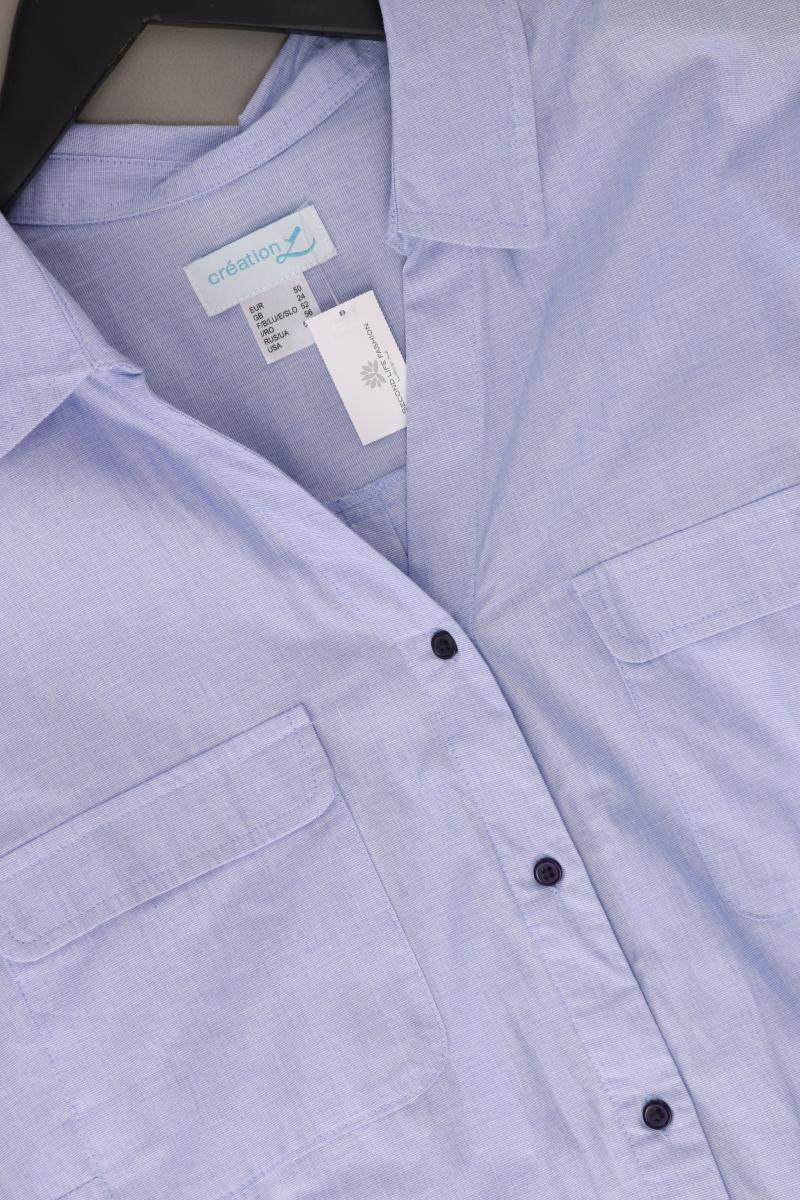Création L. Bluse Gr. 50 3/4 Ärmel blau aus Baumwolle