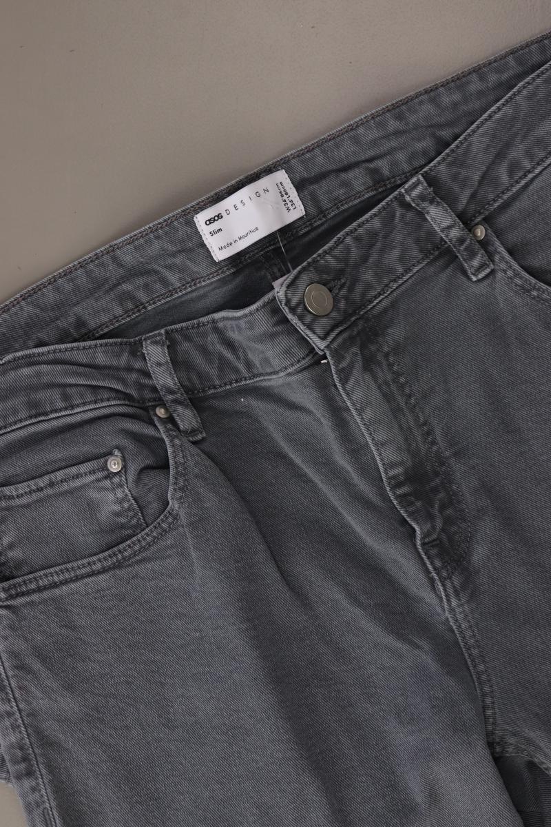 Asos Straight Jeans für Herren Gr. W34 grau aus Baumwolle