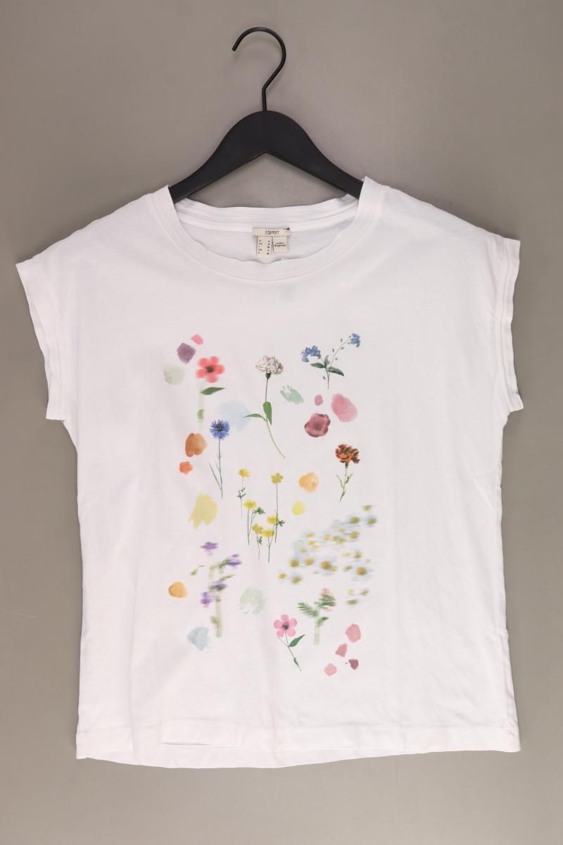 Esprit Printshirt Gr. S mit Blumenmuster Kurzarm weiß