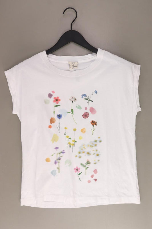 Esprit Printshirt Gr. S mit Blumenmuster Kurzarm weiß