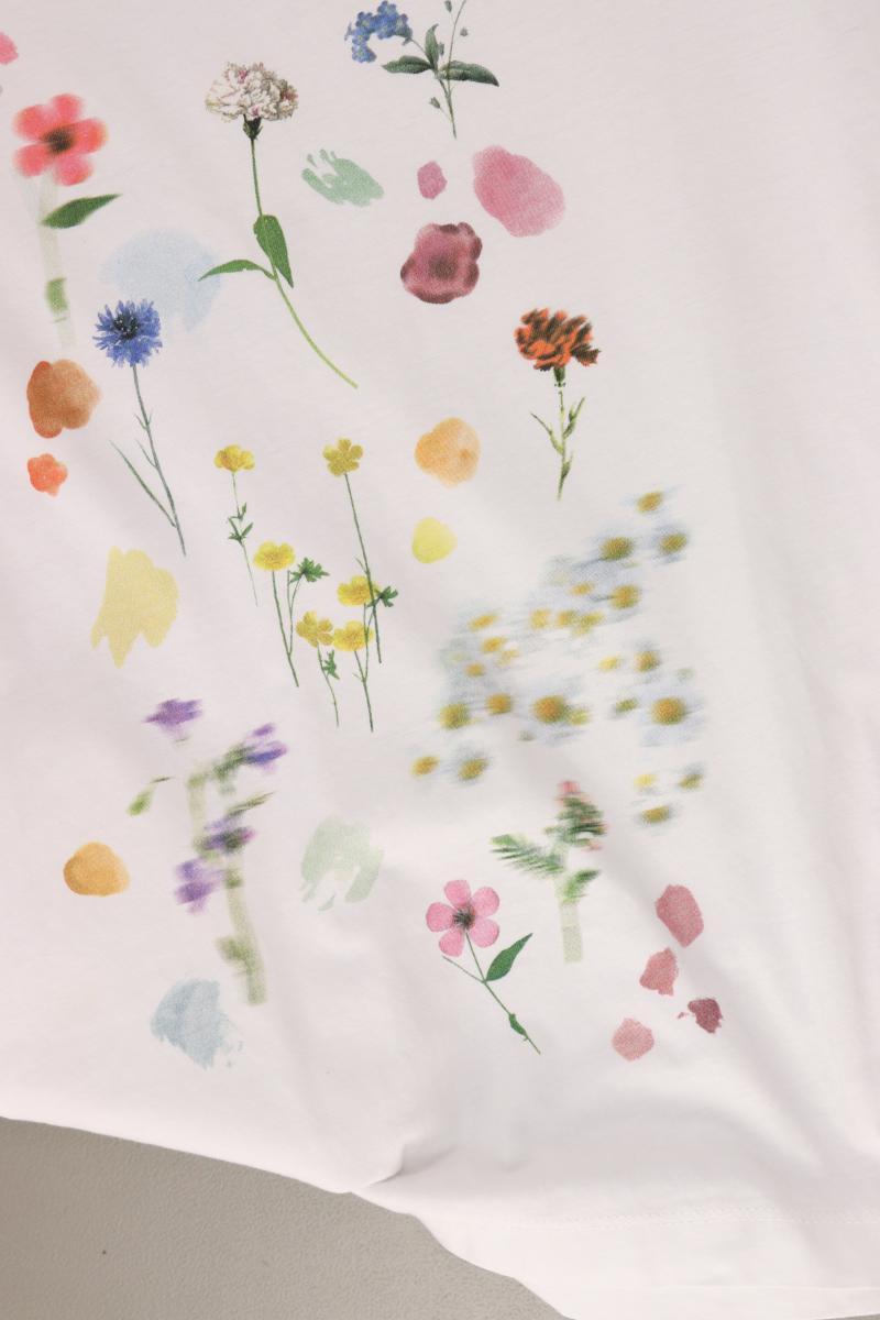 Esprit Printshirt Gr. S mit Blumenmuster Kurzarm weiß