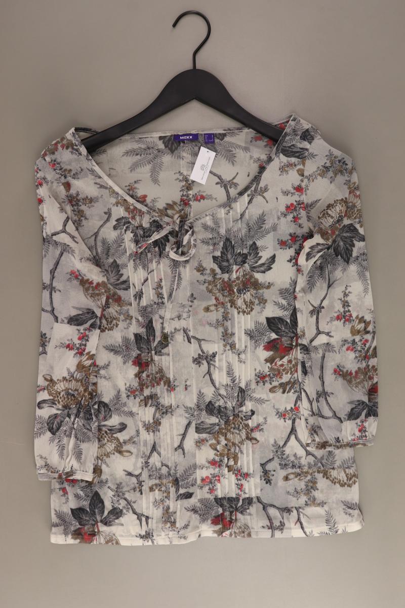 Mexx Classic Bluse Gr. M mit Blumenmuster 3/4 Ärmel grau