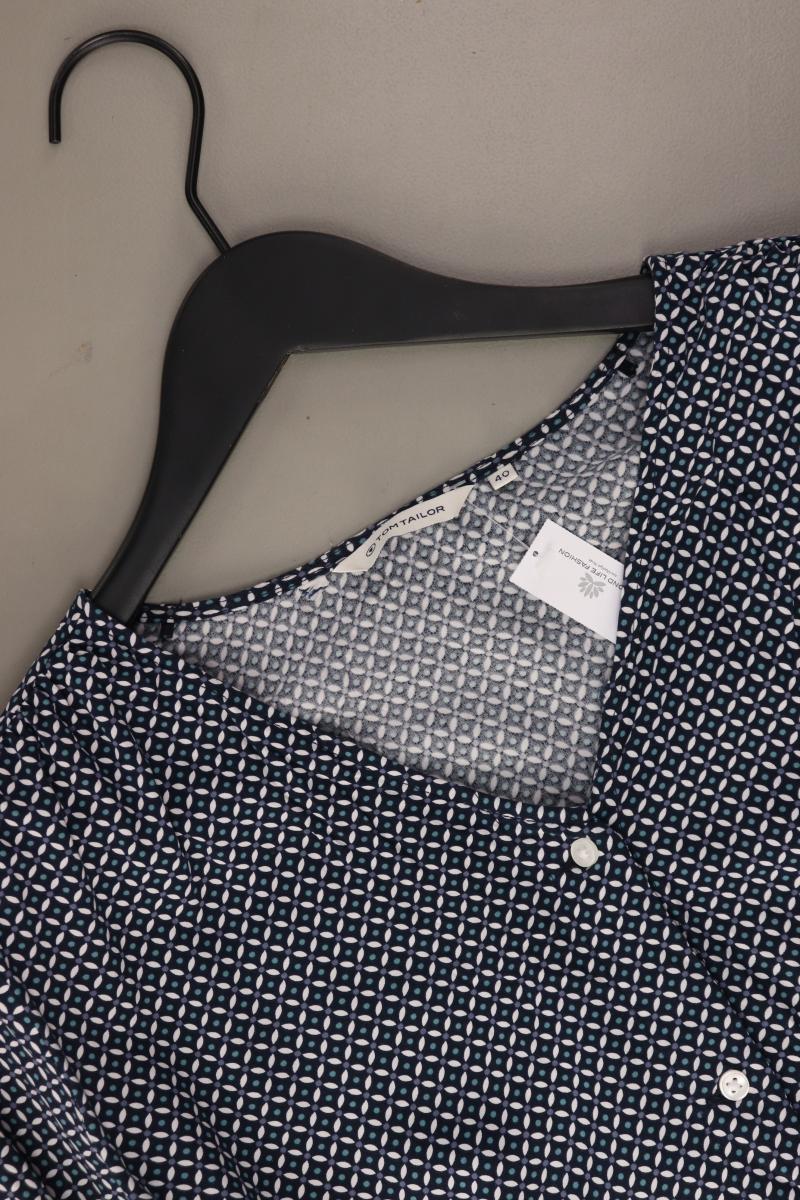 Tom Tailor Comfort Bluse Gr. 40 geometrisches Muster neuwertig 3/4 Ärmel blau