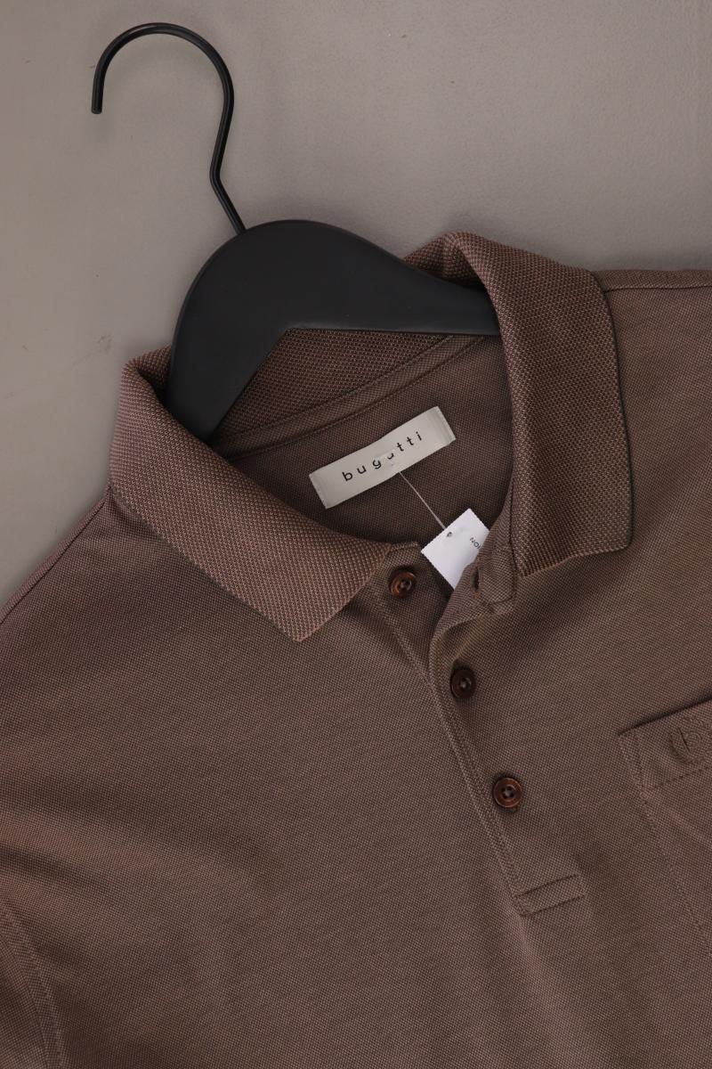 Bugatti Poloshirt für Herren Gr. M Langarm braun aus Baumwolle