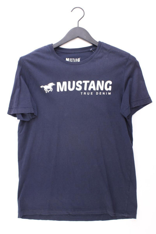 Mustang Printshirt für Herren Gr. M Kurzarm blau aus Baumwolle