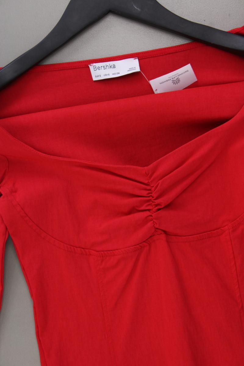 Bershka Langarmkleid Gr. S rot aus Viskose