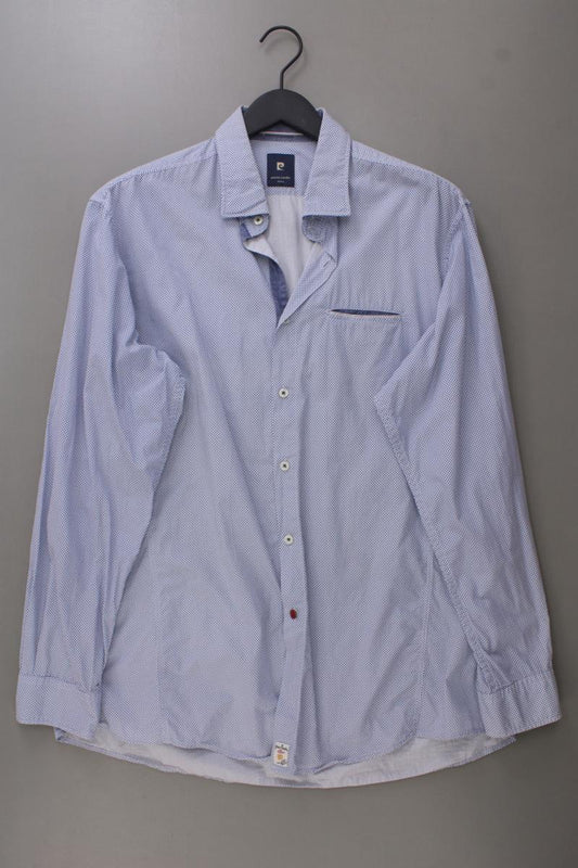 Pierre Cardin Langarmhemd für Herren Gr. XL blau aus Baumwolle