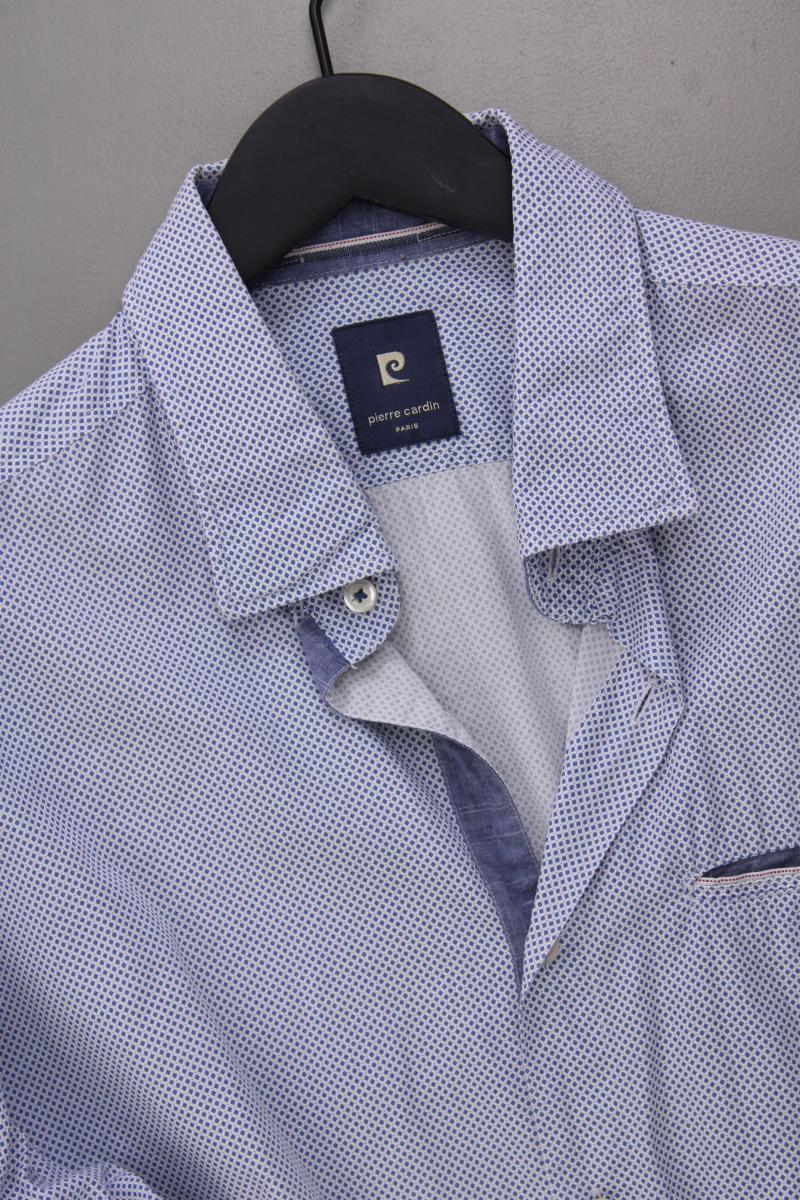 Pierre Cardin Langarmhemd für Herren Gr. XL blau aus Baumwolle