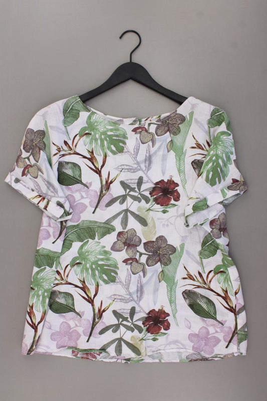 Christian Berg Leinenbluse Gr. 44 mit Blumenmuster Kurzarm mehrfarbig