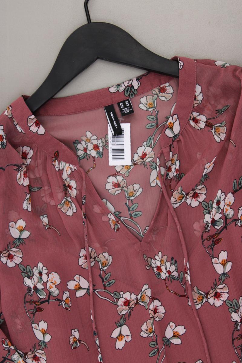 Vero Moda Chiffonkleid Gr. XS mit Blumenmuster 3/4 Ärmel rosa aus Polyester