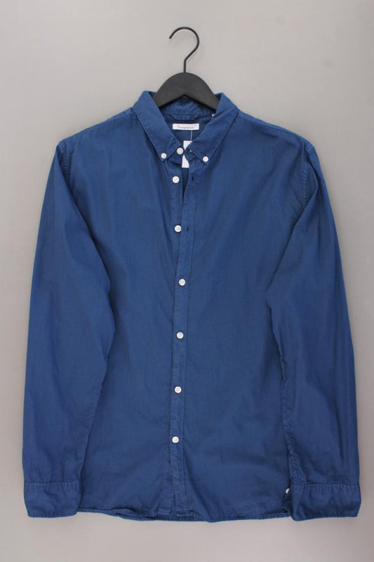 KnowledgeCotton Apparel Langarmhemd für Herren Gr. XL blau aus Baumwolle