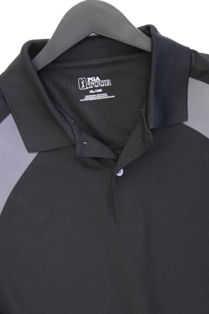PGA Tour Golfshirt für Herren Gr. XL Kurzarm schwarz aus Polyester