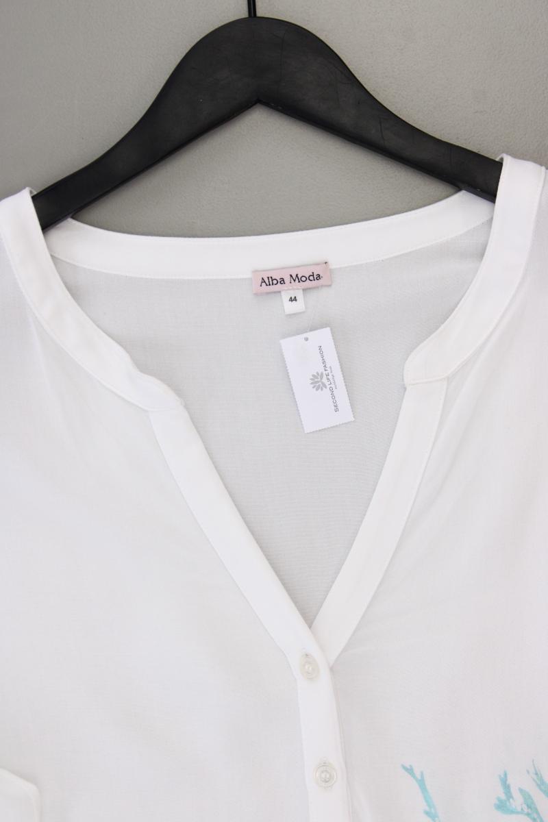 Alba Moda Kleid mit Korallenmuster Gr. 44 neuwertig Langarm weiß aus Viskose