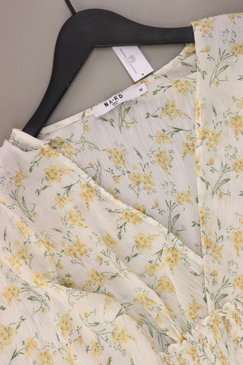 NA-KD Langarmkleid Gr. 36 mit Blumenmuster mehrfarbig aus Polyester