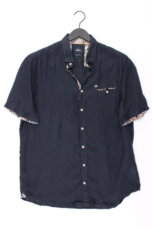 Engbers Leinenhemd für Herren Gr. XL Kurzarm blau