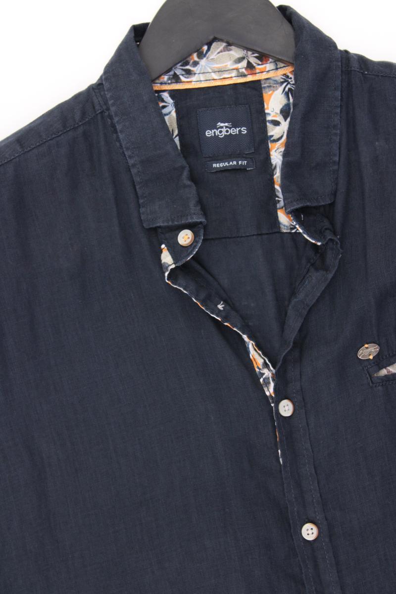 Engbers Leinenhemd für Herren Gr. XL Kurzarm blau