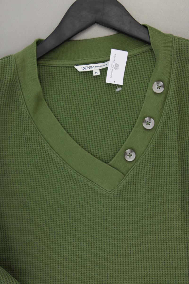 Tom Tailor (Denim) Pullover mit Waffelmuster Gr. M grün aus Baumwolle