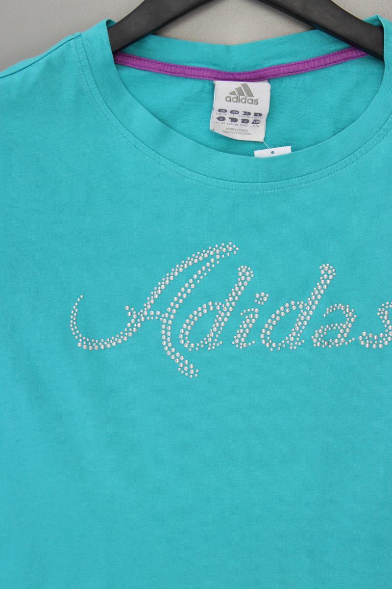 Adidas T-Shirt Gr. L Kurzarm türkis aus Baumwolle
