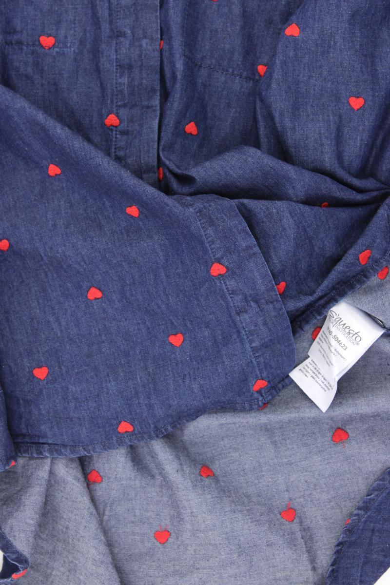 s'questo Bluse mit Herzmuster Gr. 42 Langarm blau aus Baumwolle