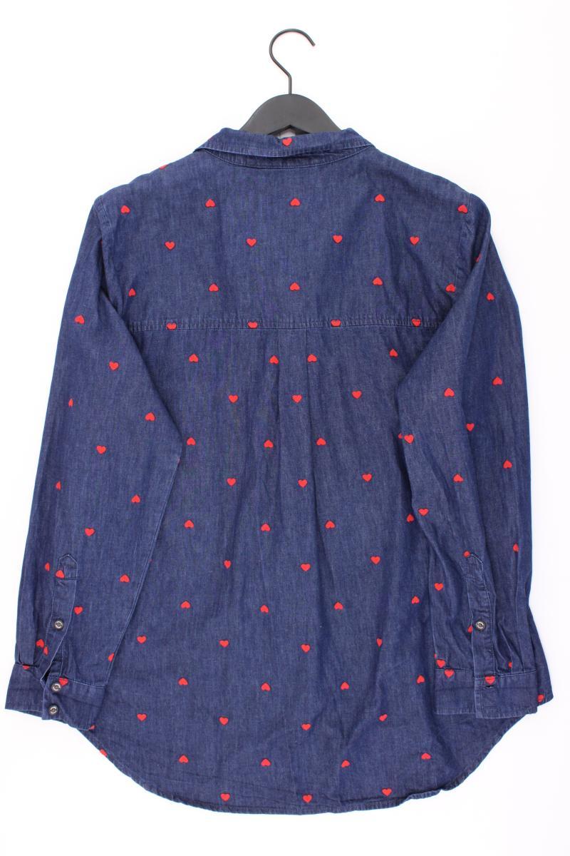 s'questo Bluse mit Herzmuster Gr. 42 Langarm blau aus Baumwolle