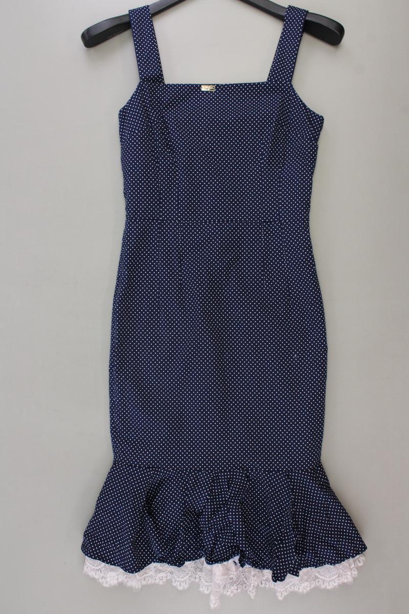 Midikleid Gr. IT 42 (S) gepunktet Träger blau aus Baumwolle