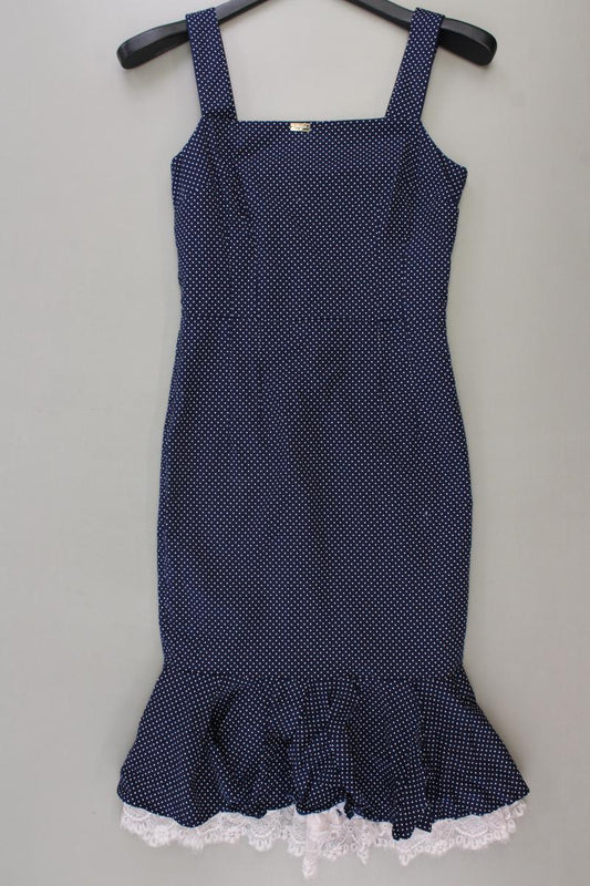 Midikleid Gr. IT 42 (S) gepunktet Träger blau aus Baumwolle