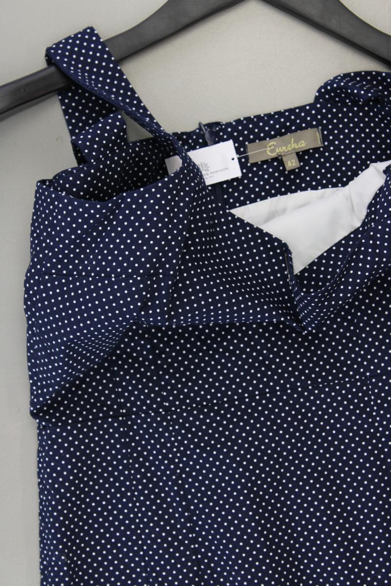 Midikleid Gr. IT 42 (S) gepunktet Träger blau aus Baumwolle