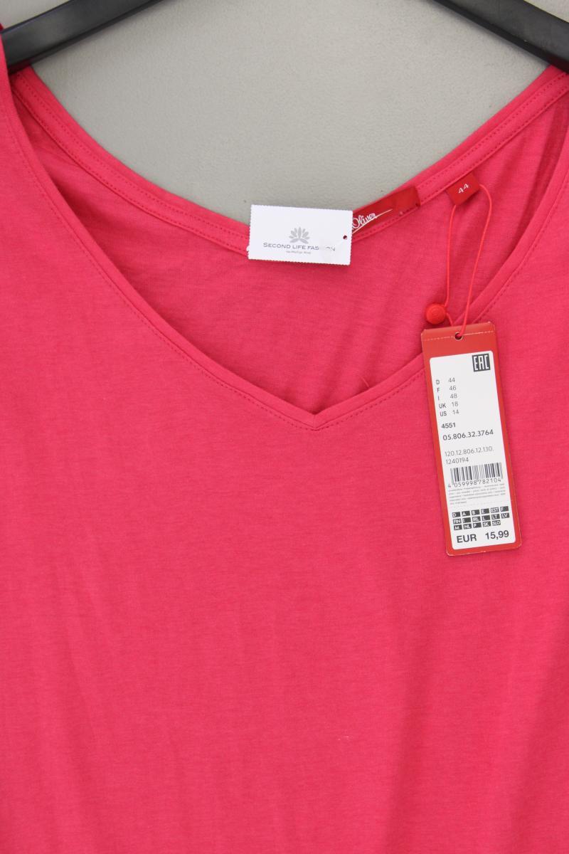 s.Oliver Shirt mit V-Ausschnitt Gr. 44 neu mit Etikett Kurzarm pink