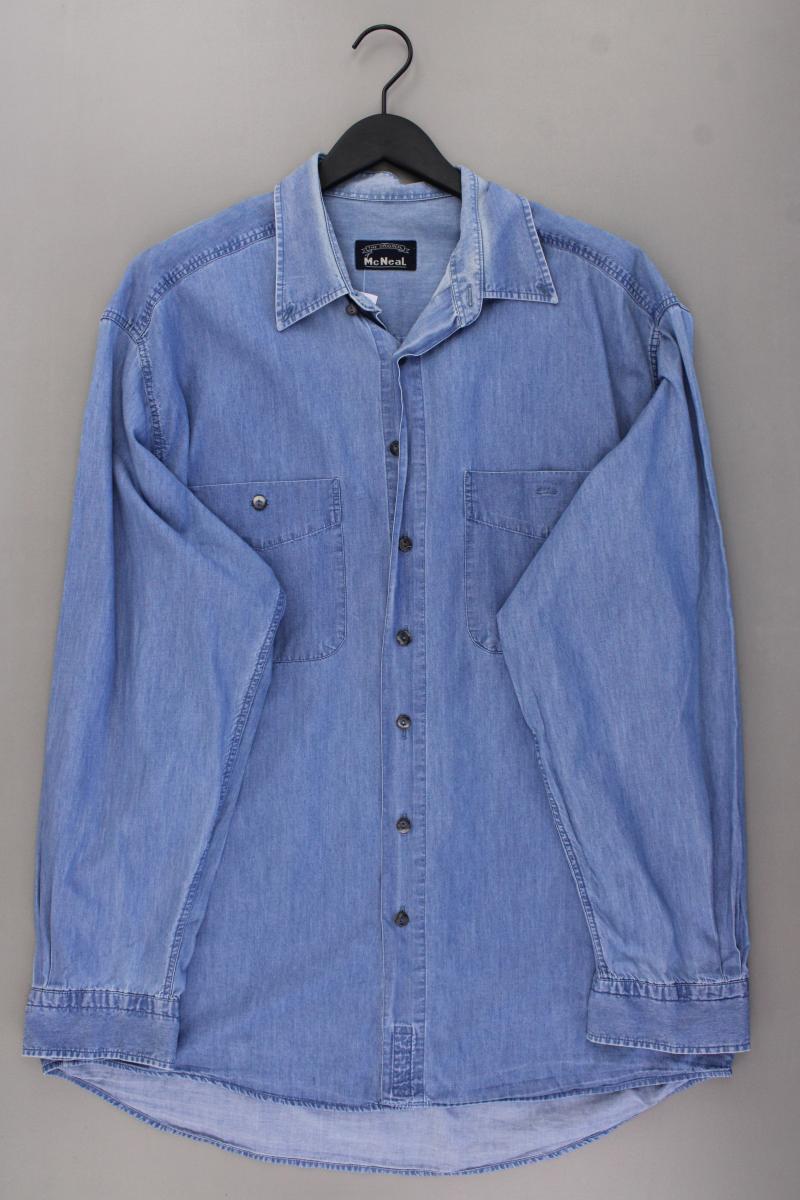 McNeal Jeanshemd für Herren Gr. XL Langarm Vintage blau aus Baumwolle