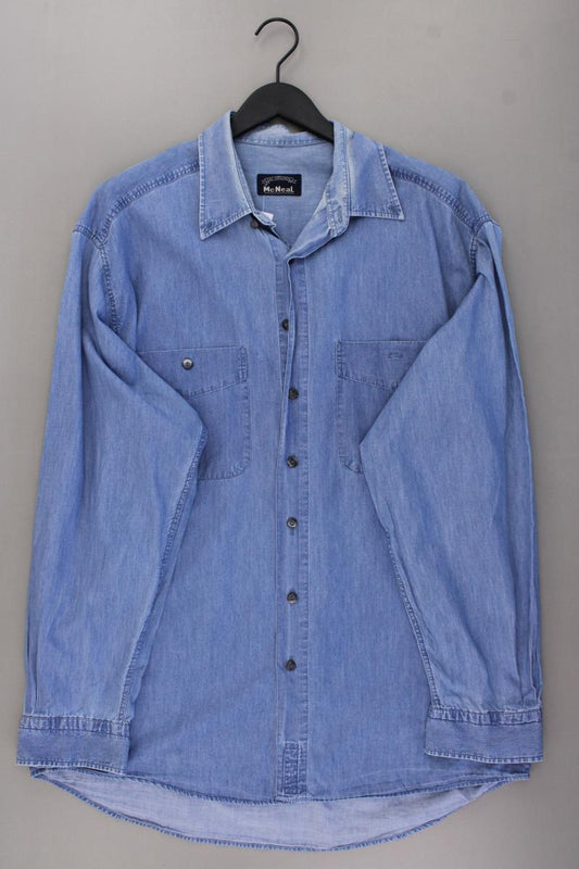 McNeal Jeanshemd für Herren Gr. XL Langarm Vintage blau aus Baumwolle