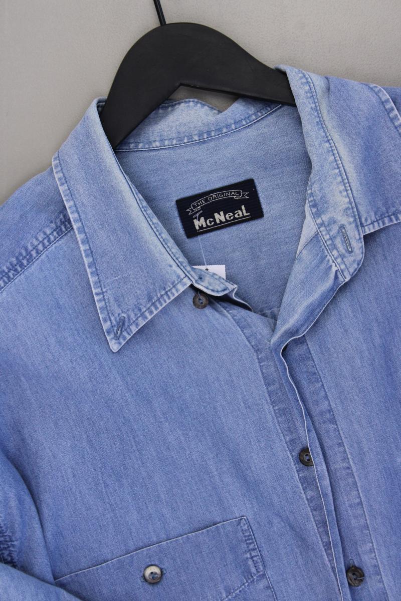 McNeal Jeanshemd für Herren Gr. XL Langarm Vintage blau aus Baumwolle
