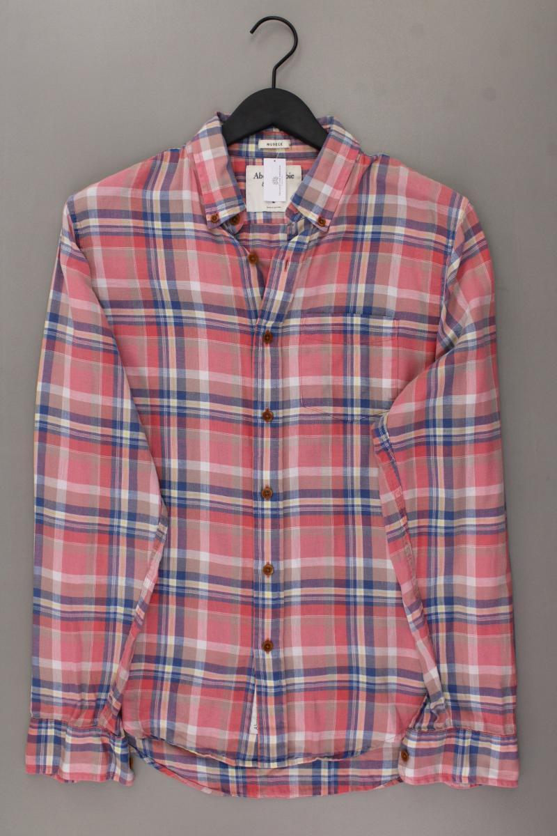 Abercrombie & Fitch Langarmhemd Muscle Fit für Herren Gr. L kariert rosa