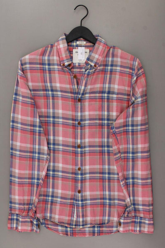Abercrombie & Fitch Langarmhemd Muscle Fit für Herren Gr. L kariert rosa