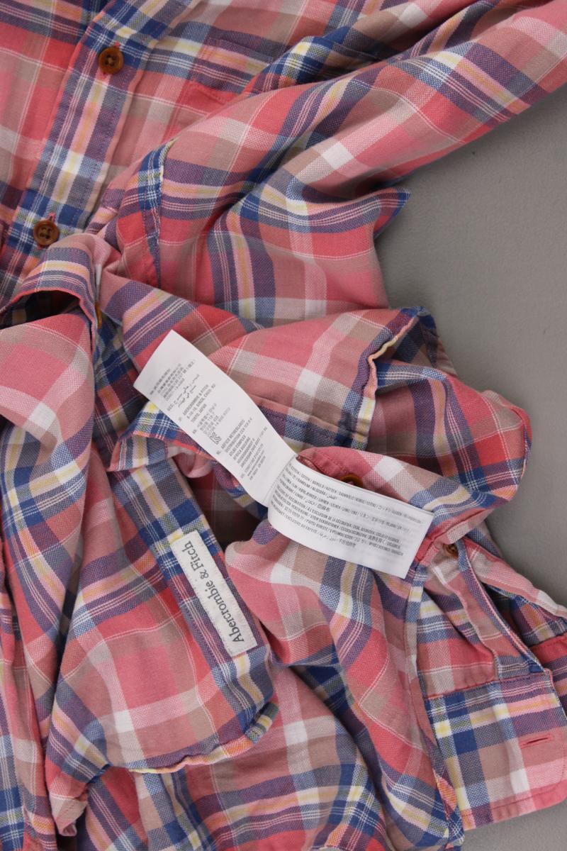 Abercrombie & Fitch Langarmhemd Muscle Fit für Herren Gr. L kariert rosa