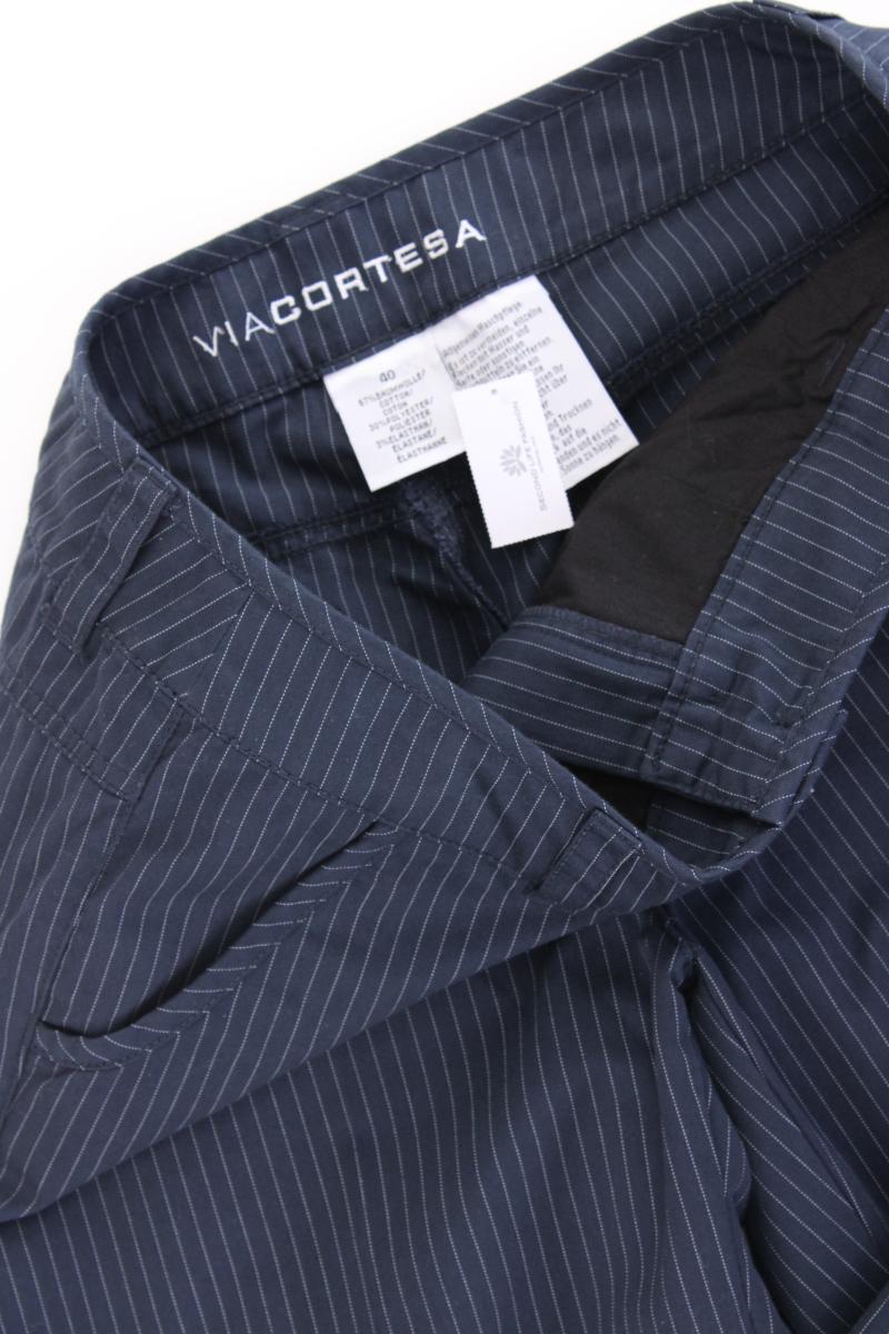 Via Cortesa Stoffhose Gr. 40 gestreift Vintage blau aus Baumwolle