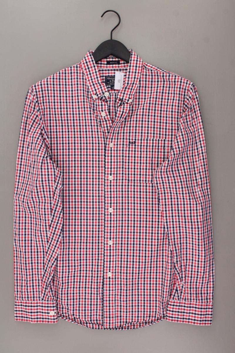 Abercrombie & Fitch Langarmhemd Muscle Fit für Herren Gr. L kariert rot