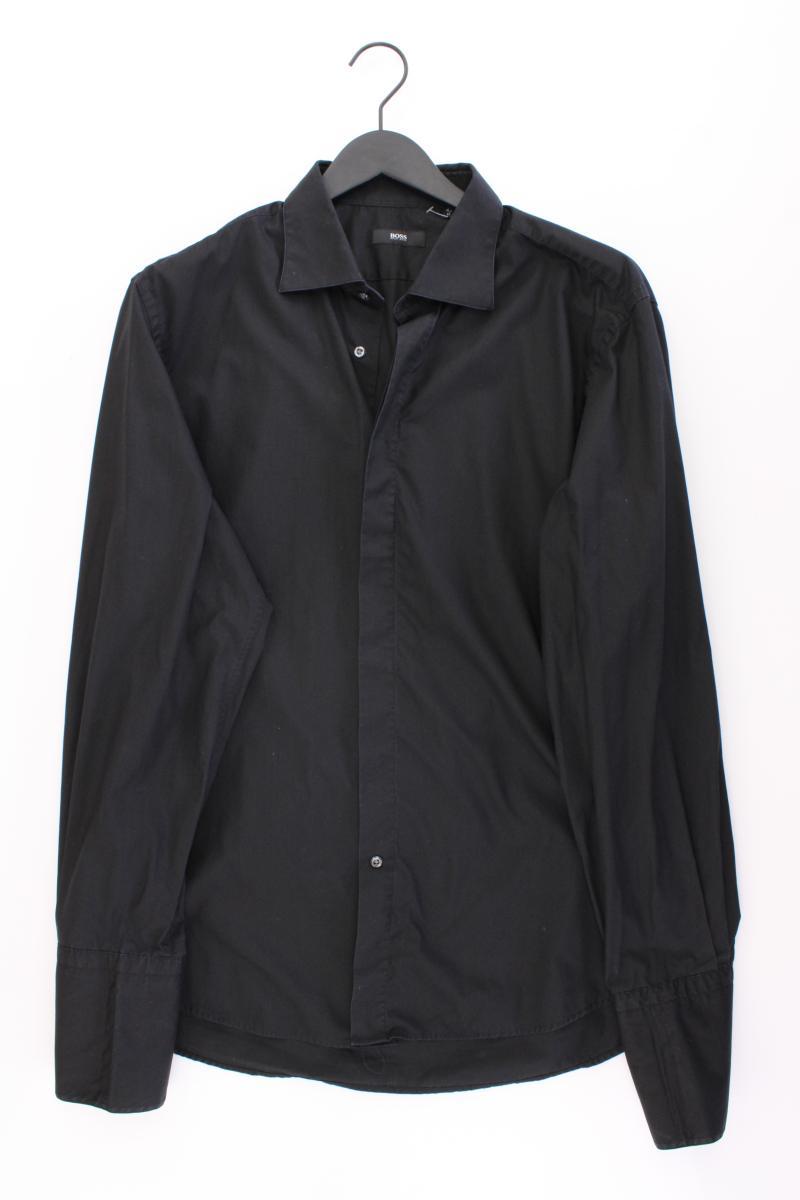 BOSS by Hugo Boss Langarmhemd für Herren Gr. Hemdgröße 43 schwarz aus Baumwolle