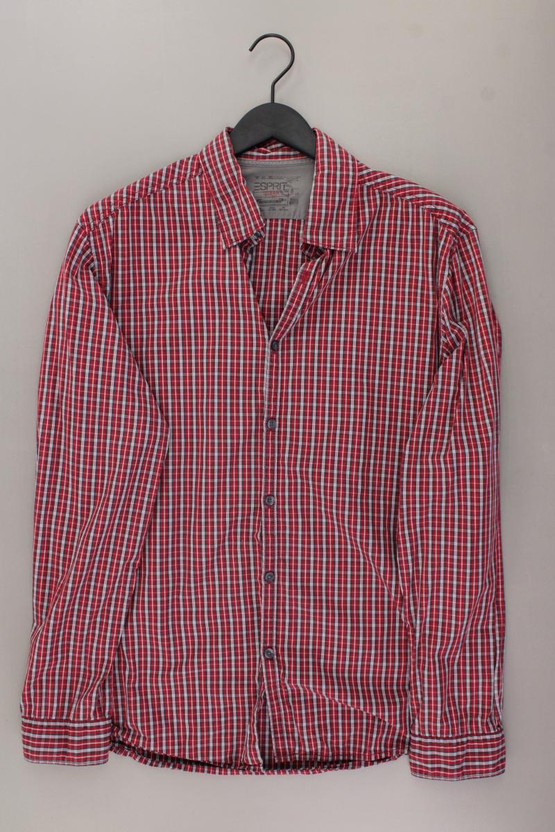 Esprit Karohemd für Herren Gr. XL kariert Langarm rot aus Baumwolle