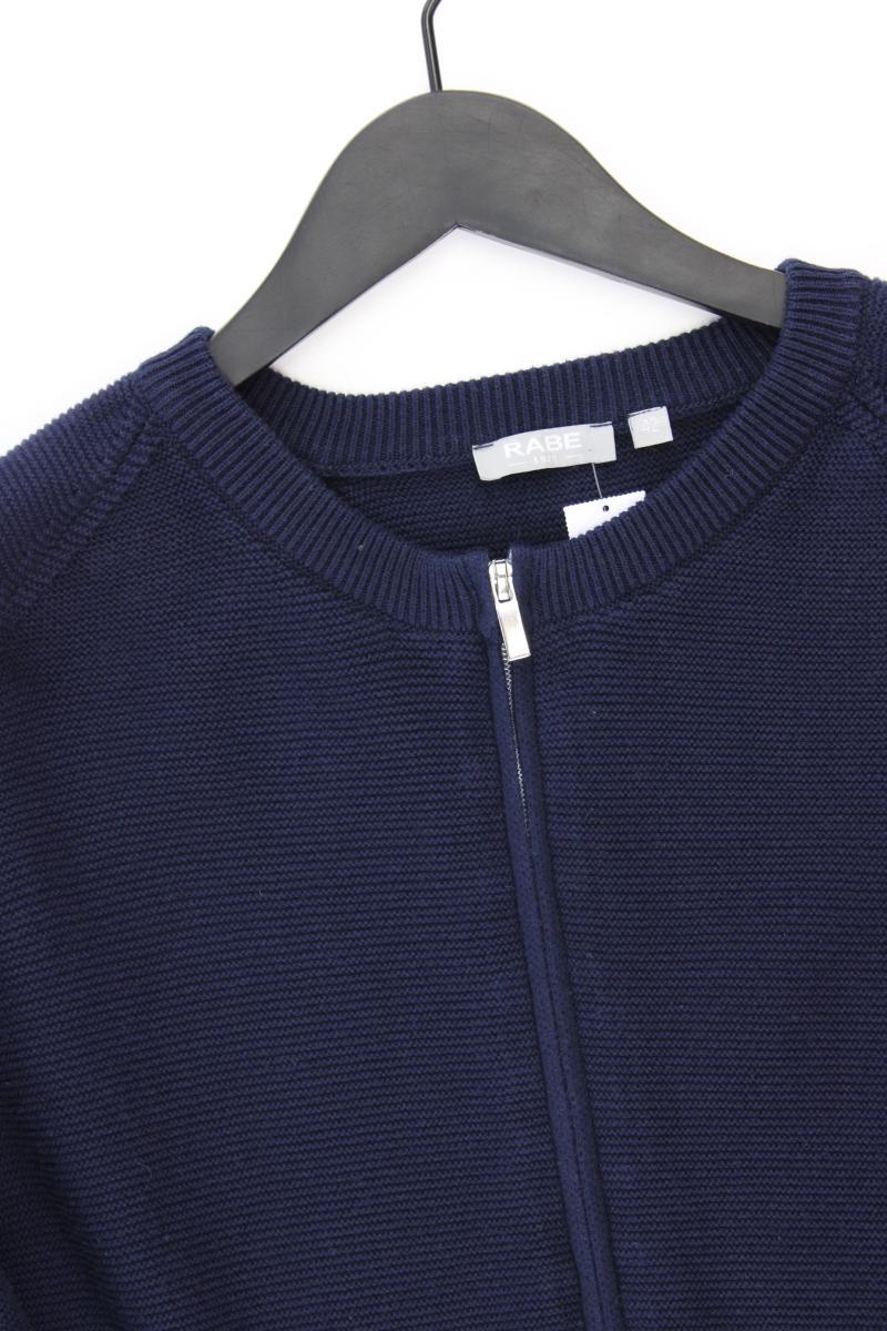 Rabe Strickjacke Gr. 42 Langarm blau aus Baumwolle