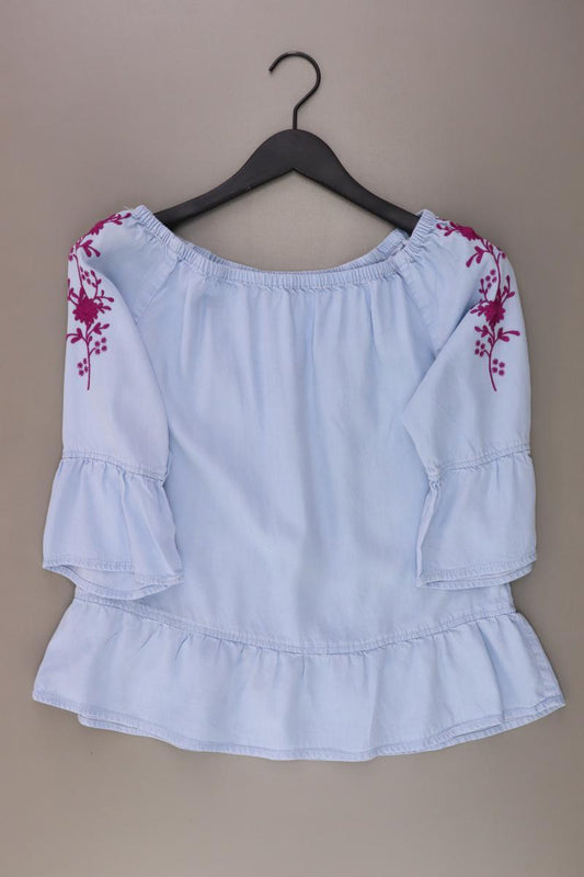 s.Oliver Schulterfreie Bluse Gr. 36 mit Blumenmuster 3/4 Ärmel blau