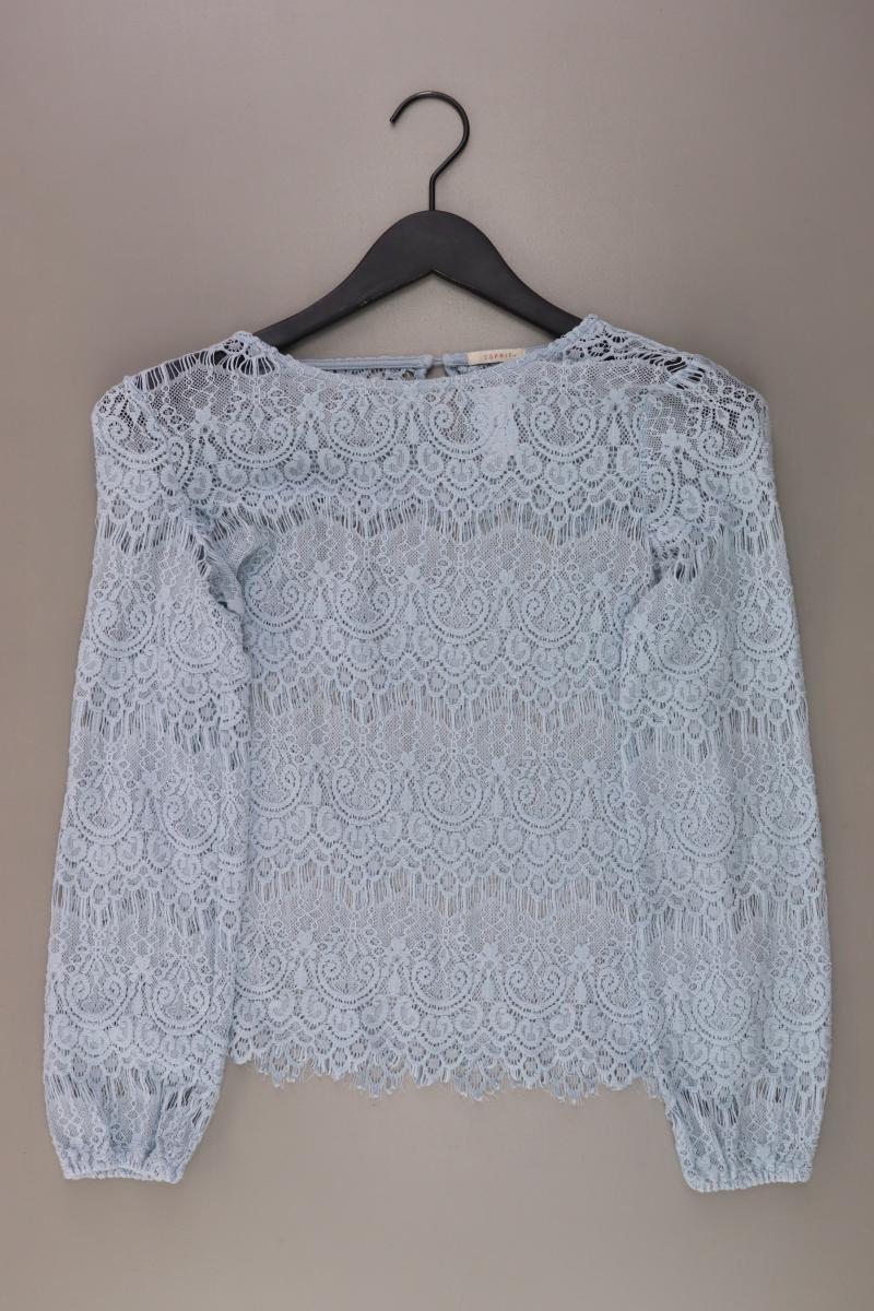 Esprit Spitzenbluse Gr. 36 mit Blumenmuster Langarm blau